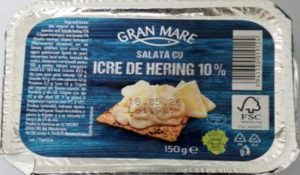 Ambalaj salată cu icre de hering Gran Mare 150g lot 981 retras de la vânzare.