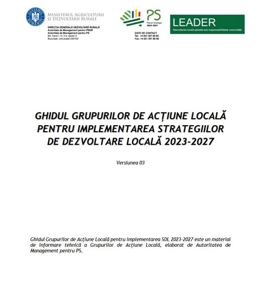 Ghidul GAL pentru dezvoltare rurală versiunea trei Ministerul Agriculturii