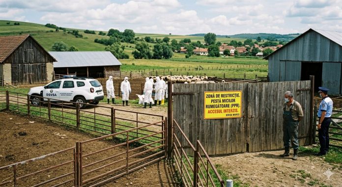 Echipe DSVSA în zonă de restricție pentru focar de pesta micilor rumegătoare la o fermă de oi