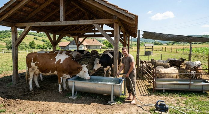 Protejarea animalelor în sezonul cald adăpost vaci și oi pe caniculă.