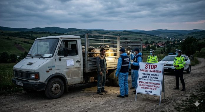Control DSVSA si Politia Romana in trafic pentru combaterea comertului clandestin de ovine și exporturile de ovine