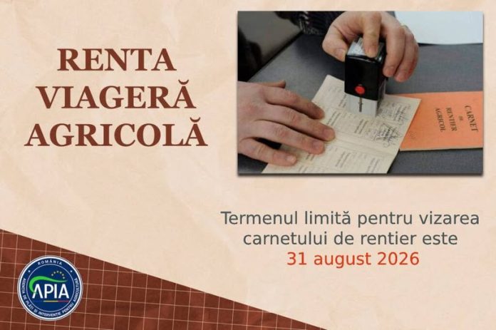 Ştampilare carnet de rentier agricol pentru renta viageră APIA 2025